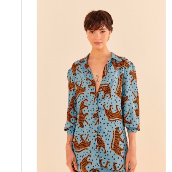 FARM Rio Tops - Leopard Print Blue Women's Top